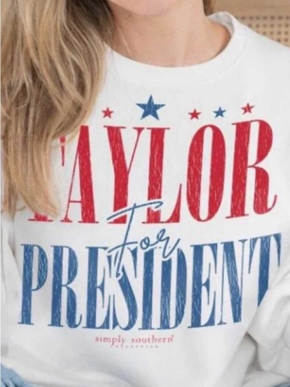 Simply Southern White 'Taylor for President' Graphic Sweatshirt